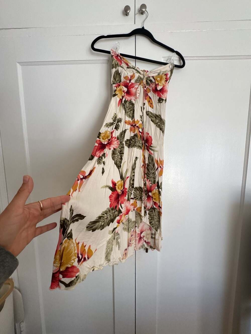 Hawaii Aloha Wear Tropical Floral Tube Top Midi Dress size M vacation beach coas